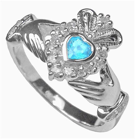 Topaz Diamond Silver Claddagh Ring - December Birthstone | Silver claddagh ring, Irish ring ...