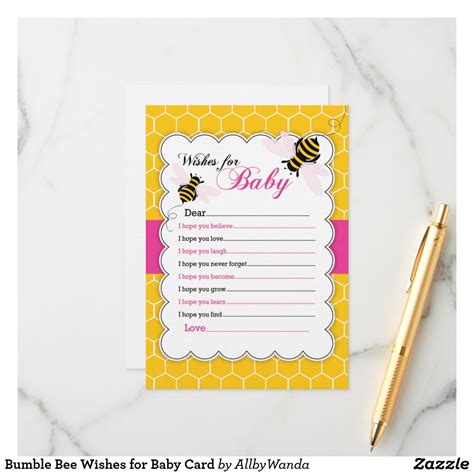 Bumble Bee Wishes For Baby Card Wishes For Baby Cards