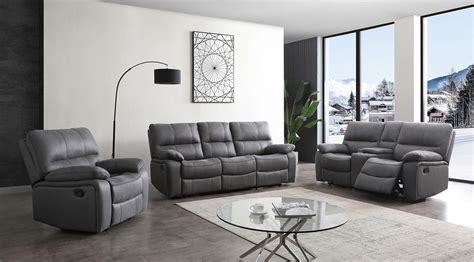 Betsy Furniture Microfiber Reclining Sofa Couch Set Living Room Set