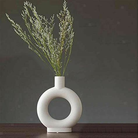 Ceramic Nordic Vase White Modern Vase Circular Donut Vase Etsy Small Flower Pots Flower Vases