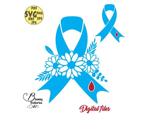 Diabetes Awareness Svg Floral Blue Ribbon Svg Diabetes Etsy