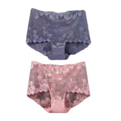 Dropship 2 Pcs Flower Mesh Women Lace Sexy Bikini Panties Plus Size