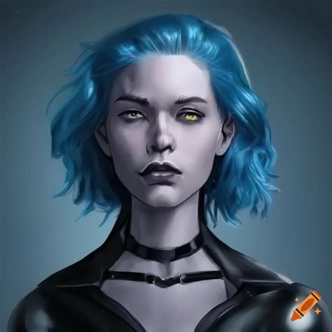 Dc Comic Art Style Robot Character With Blue Hair On Craiyon
