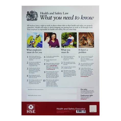 Other products for employees, including leaflets and pocket cards, are also available. Health And Safety Law Posters - from Key Signs UK