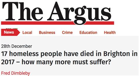Homelessness is the big problem in unite state. SEVENTEEN homeless people died in 2017, average age only 46 - just in Brighton - SKWAWKBOX