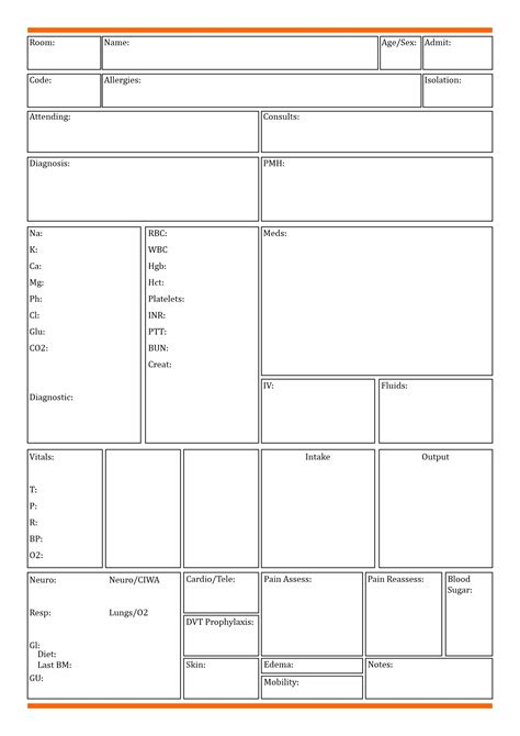 Printable Nursing Report Sheets Printable Blank World