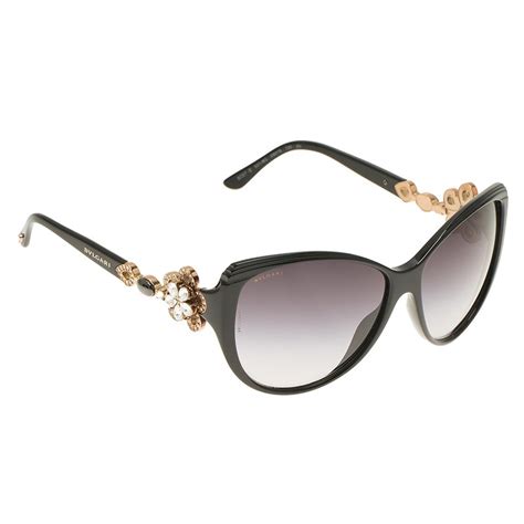 Bvlgari Black Limited Edition 8097 Crystal Flower Cat Eye Sunglasses Bvlgari Tlc