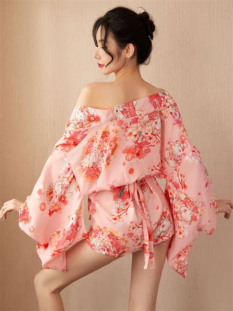Sexy Kimono Costume Floral Print Dress Milanoo Com