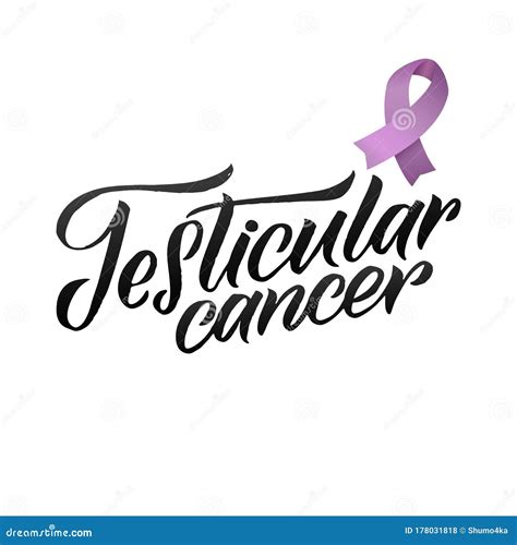 vector testicular cancer awareness calligraphy poster design stroke violet ribbon april is