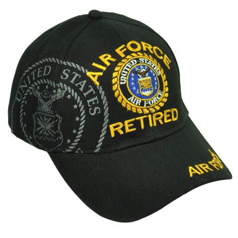 Air Force Retired United States Military Black Hat Cap Adjustable
