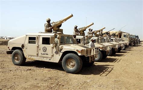 Saudi Arabian Army Humvees Fitted With Tow Atgms And 50 Cal Machine