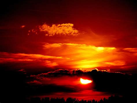 Hd Wallpaper Fire Red Sky Sun Sunset Cloud Sky Beauty In
