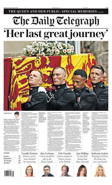 Daily Telegraph Front Page 12th Of September 2022 Tomorrow S Papers