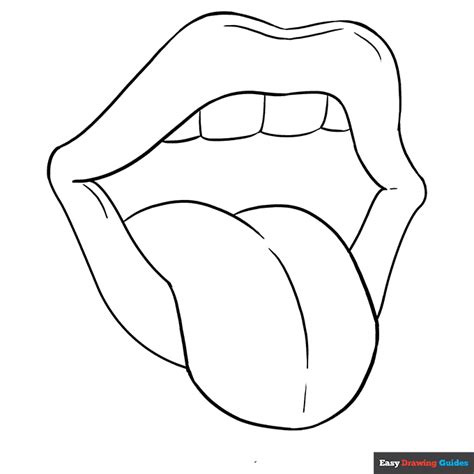 Mouth And Tongue Coloring Page Easy Drawing Guides