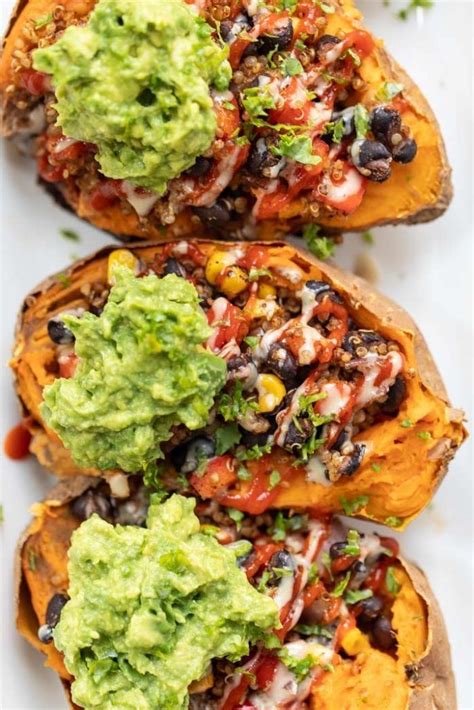 Mexican quinoa stuffed sweet potatoes. Mexican Quinoa Stuffed Sweet Potatoes - Simply Quinoa ...