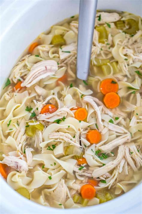 Easy Crockpot Chicken Noodle Soup Recipe Video Sandsm