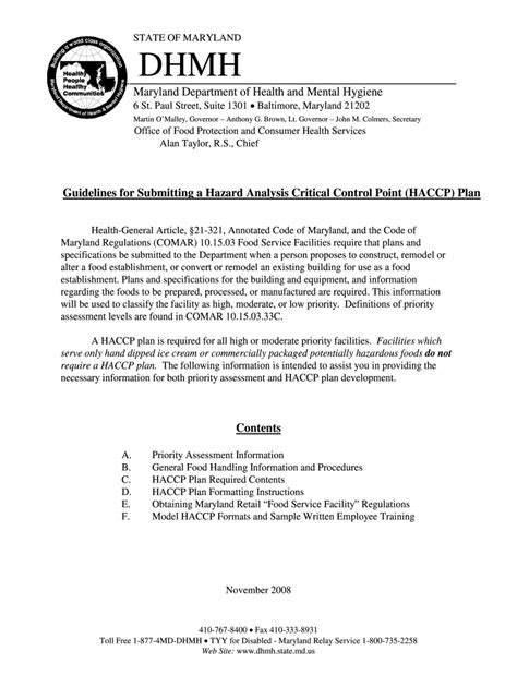 Haccp Plan Template Maryland Fill Out Sign Online Dochub