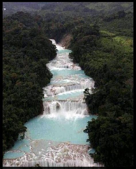 Blue Water Waterfalls Mexico Beautiful Places Waterfall Places To