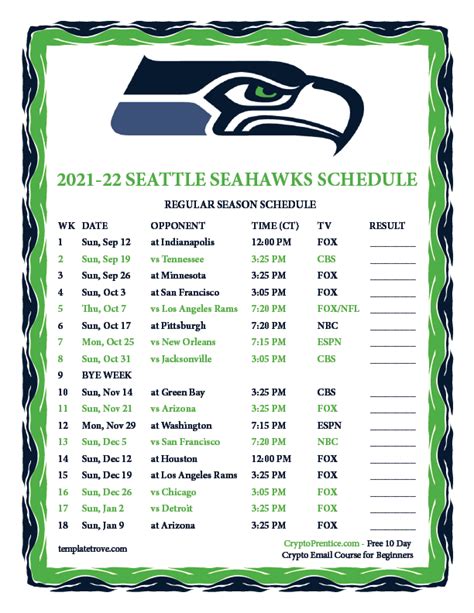 Seattle Seahawks 2022 Schedule Printable Printable Word Searches
