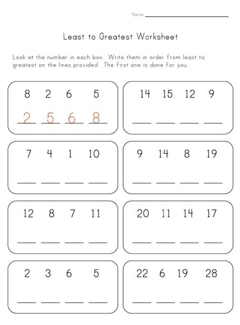 Put The Numbers In Order From Least To Greatest Worksheet