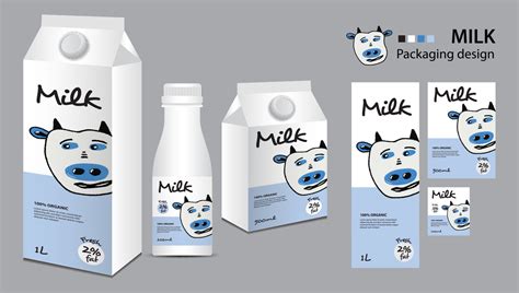 Milk Package Design Milk Label Design Milk Boxes Set And Bottle