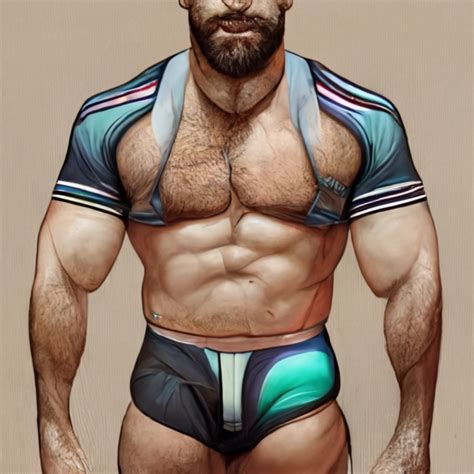 A Handsome Gay Daddy Wearing Brief Very Obvious And Midjourney