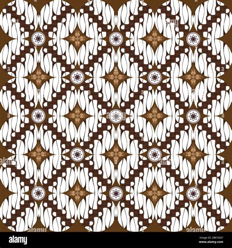Geometric Ethnic Pattern On Javanese Batik With Elegant White Brown