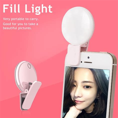 Light Up Selfie Flash Led Camera Clip On Mobile Phone Selfie Ring Light
