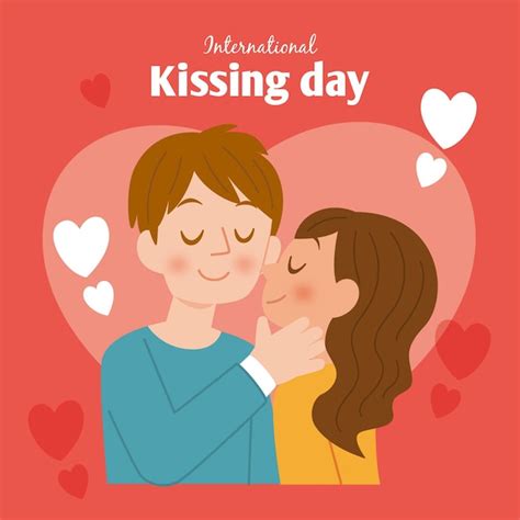 Free Vector Flat International Kissing Day Illustration With Couple