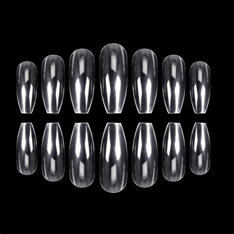 Ecbasket 500pcs Coffin Nails Clear Ballerina Nail Tips Acrylic Nails Full Cover False Artificial