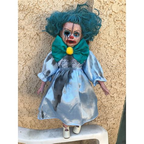 Ooak Flesh Crackle Stitches Clown Creepy Horror Doll Art By Christie