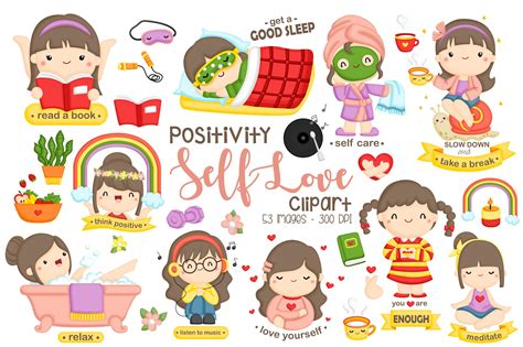 Self Love Clipart Positivity Clip Art Graphic By Inkley Studio