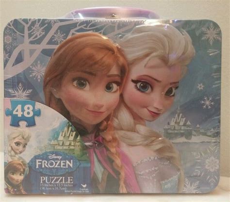 Disney Frozen Elsa Anna Puzzle In Lunchbox Tin With Handle 48 Piece New