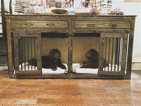 The Double Doggie Den™ Indoor Rustic Dog Kennel For Two