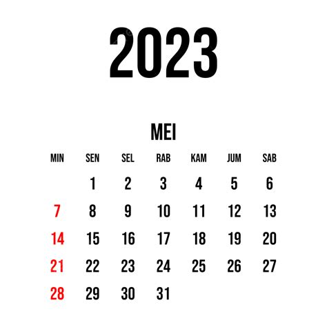 캘린더 Bulan Mei 2023 캘린더 불란 메이 2023 Png 2023년 5월 간단한 달력 Png 달력 Png