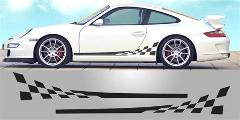 Porsche 997 Checkered Side Decals Renndecals