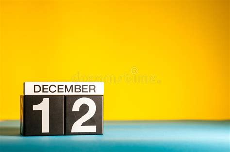 December 12th Image 12 Day Of December Month Calendar On Yellow