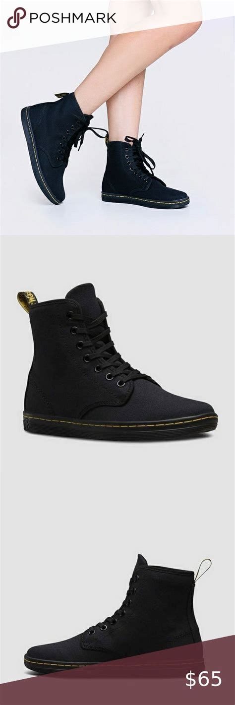 Dr Martens Shoreditch Canvas 7 Eye Boot In Black Canvas 7 Canvas