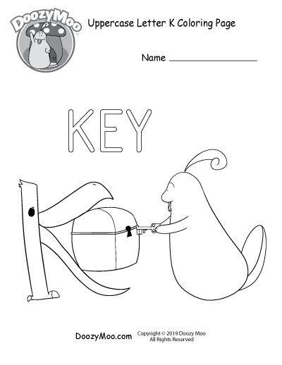 Cute Uppercase Letter K Coloring Page Free Printable Doozy Moo