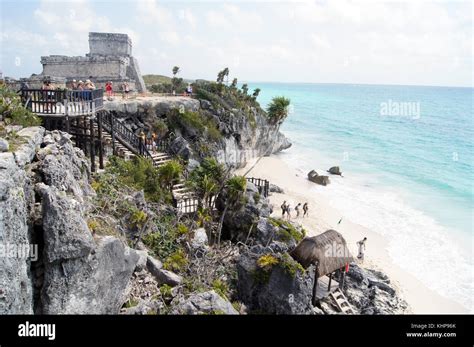 Staircase Beach And Ruins In Tulum Mexico Stock Photo Alamy