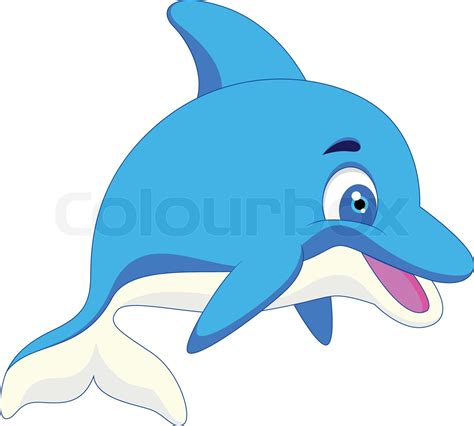 Funny Dolphin Cartoon Stock Vector Colourbox