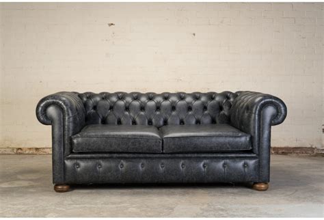 Chester Large 2 Seater Sofa Bed In Hobnail Graphite Leather
