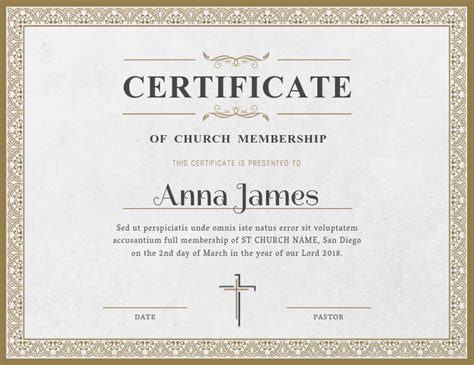 Church Membership Certificate Template