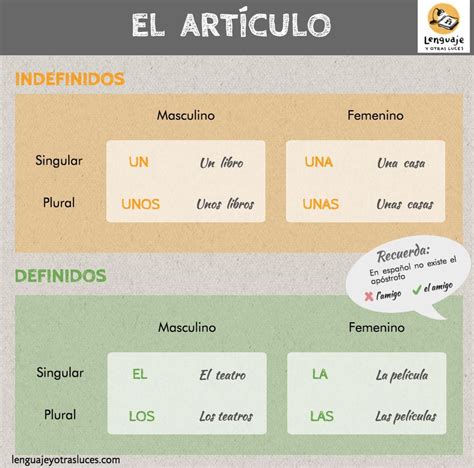 El Artículo En Español Infografía Y Ejercicios Para Practicar Más