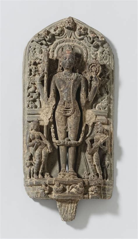 A Bengali Gray Stone Stele Of Vishnu Pala Dynasty 12th Century A