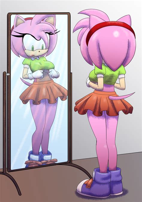 Rule 34 1girls Amy Rose Anthro Breasts Female Female Only Green Shirt