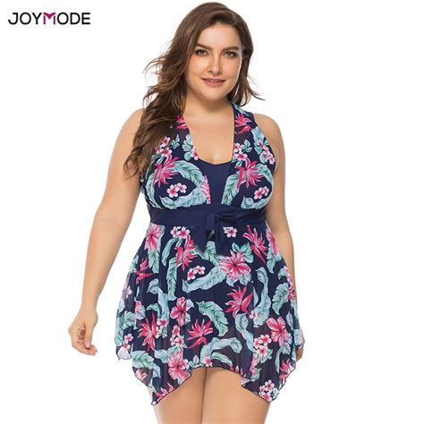 Joymode Plus Size Swimwear Women New 2019 Print Two Piece Swimming