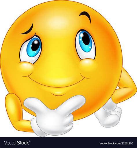 Emoticon Happy Face Are Thinking And Posing Vector Image On Vectorstock