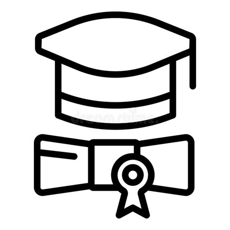 Graduation Diploma Icon Outline Vector School Art Stock Vector