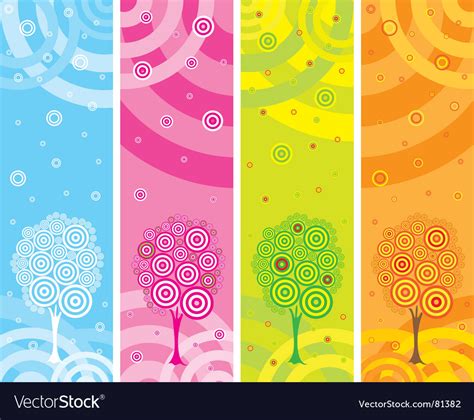 Set Of Four Seasons Banners Royalty Free Vector Image
